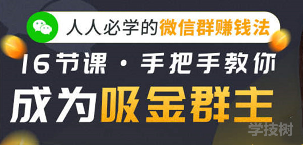 人人必學(xué)的微信群賺錢法，16節(jié)課手把手教你成為吸金群主！-第1張圖片-學(xué)技樹(shù)