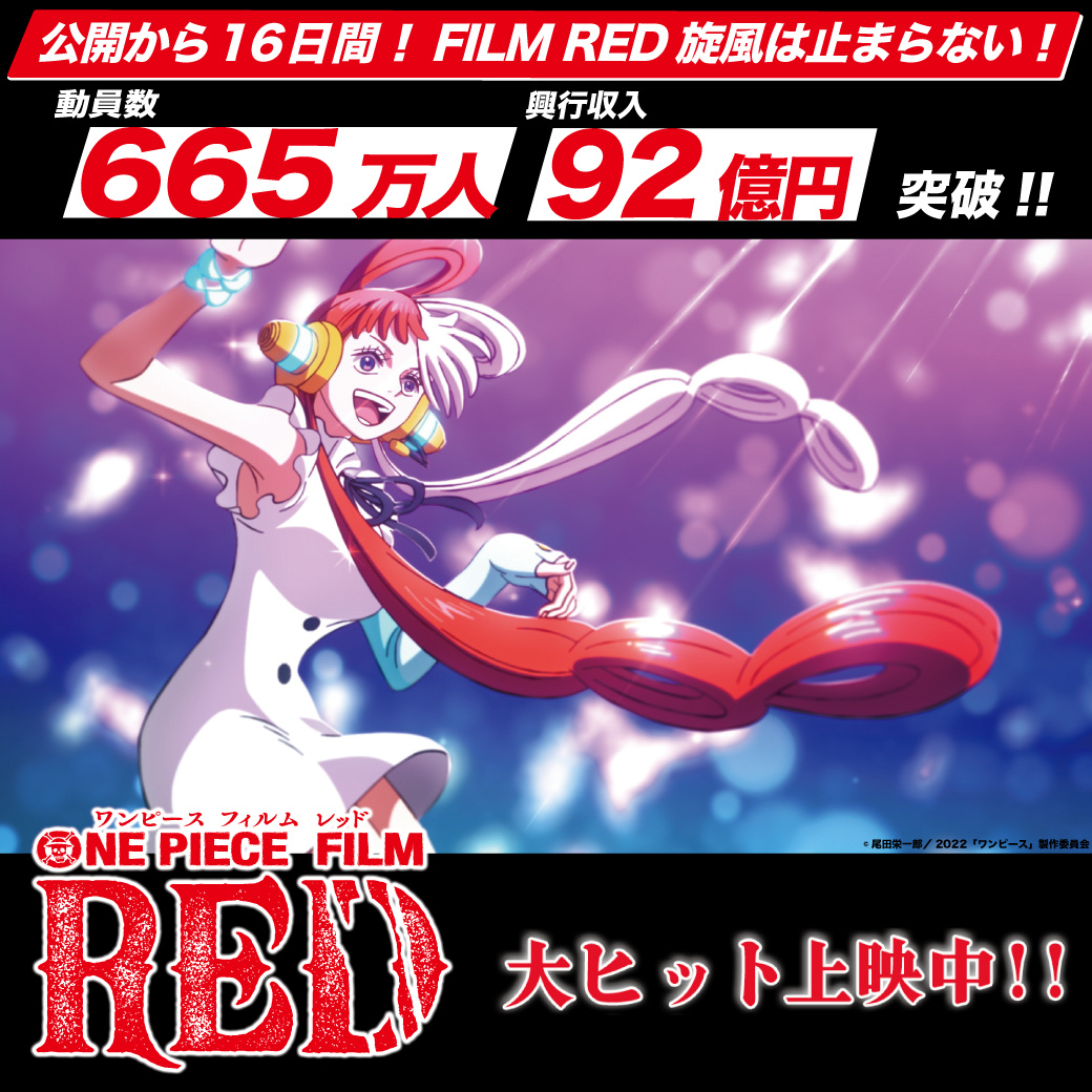 《海賊王：紅發(fā)歌姬》就已經(jīng)達到了92億日元、觀影人數(shù)665萬人！插圖