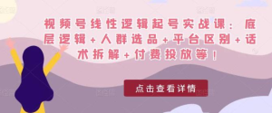 視頻號線性邏輯起號實戰(zhàn)課：底層邏輯+人群選品+平臺區(qū)別+話術(shù)拆解+付費(fèi)投放等插圖