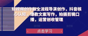 短視頻創(chuàng)作和全流程導演創(chuàng)作，抖音核心認知，爆款文案寫作拍攝剪輯口播插圖