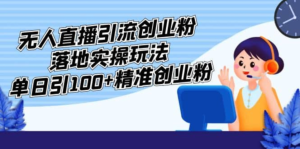 外面收費3980的無人直播引流創(chuàng)業(yè)粉落地實操玩法，單日引100+精準創(chuàng)業(yè)粉插圖