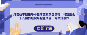 抖音快手壁紙?zhí)栃〕绦蜃儸F(xiàn)項(xiàng)目教程，適合個(gè)人短視頻掘金項(xiàng)目百度網(wǎng)盤(pán)插圖