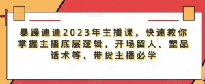 暴躁迪迪2023年主播課，快速教你掌握主播底層邏輯，開場留人塑品話術(shù)等，帶貨主播必學(xué)百度網(wǎng)盤插圖