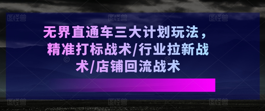 無界直通車三大計劃玩法，精準(zhǔn)打標(biāo)戰(zhàn)術(shù)/行業(yè)拉新戰(zhàn)術(shù)/店鋪回流戰(zhàn)術(shù)插圖