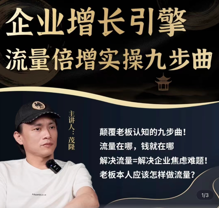 【茂隆】企業(yè)增長引擎流量倍增實(shí)操九步曲，一套課程幫你找到快速、簡單、有效、可復(fù)制的獲客+變現(xiàn)方式插圖