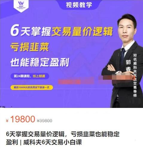 【郭睿】原價(jià)19800元的《6天掌握交易量?jī)r(jià)邏輯，虧損韭菜也能穩(wěn)定盈利》插圖
