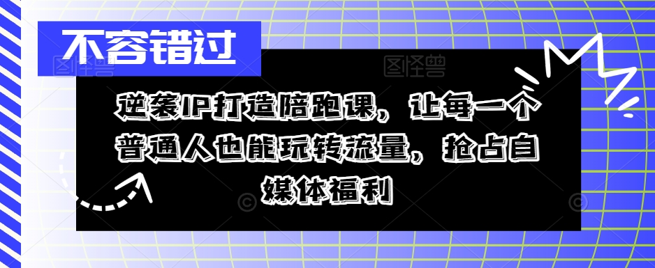 逆襲IP打造陪跑課，從0到1打造IP，精準(zhǔn)定位+高效起號(hào)，搶占自媒體福利插圖